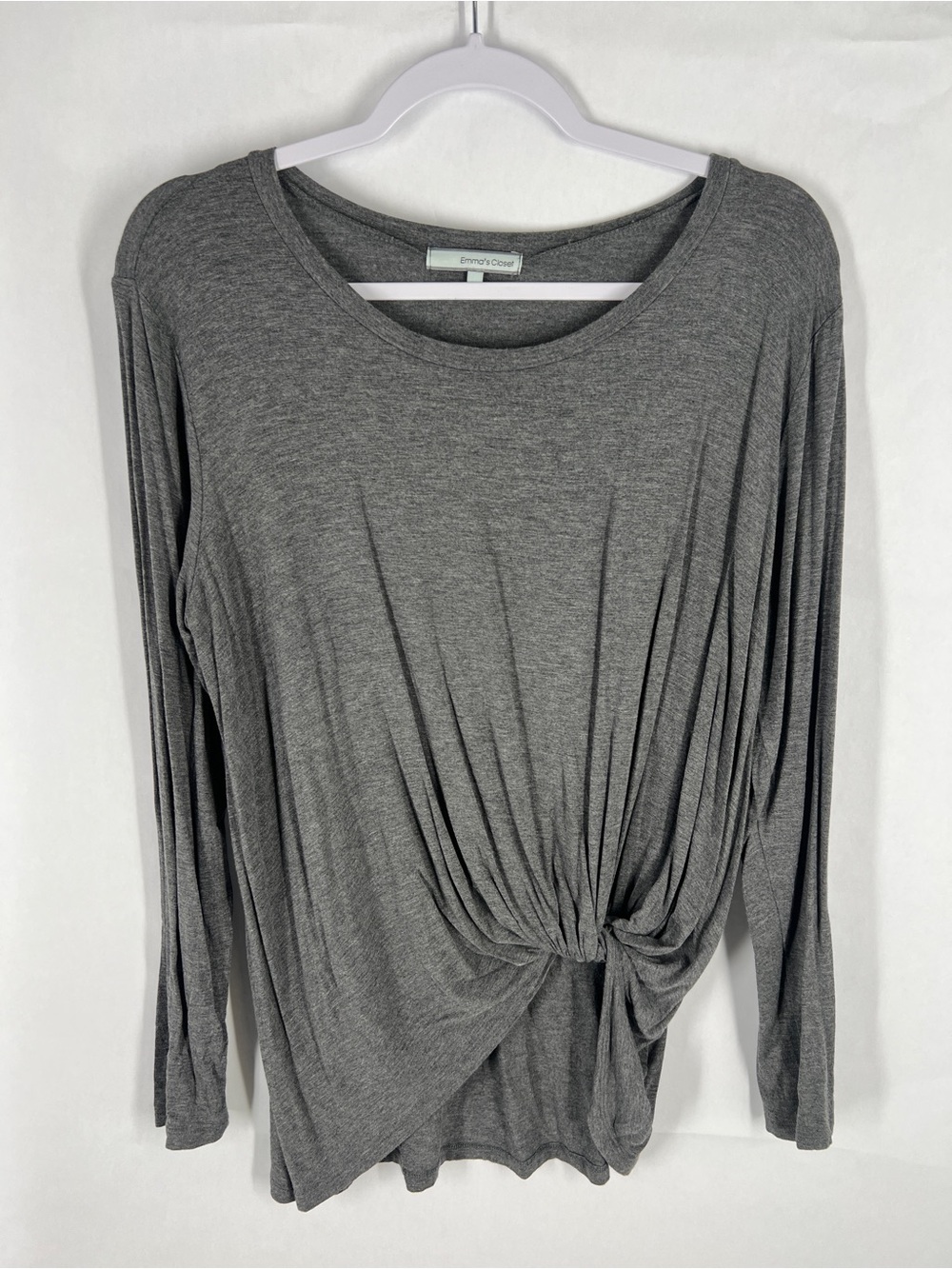 Emma’s Closet Gray Twist Front Long Sleeve Top Size M